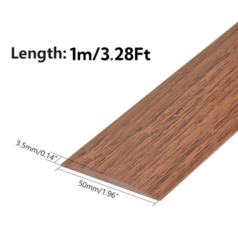 Farady Vinyl Floor Transition Strip, Self Adhesive Floor Cover Strip PVC Laminate Threshold Strip Bar Flat Divider Strip for Joining Floor Gaps, Doorways Threshold, Carpet, 2" Wide (Brown Wood Grain, 3.28Ft) - Image 2